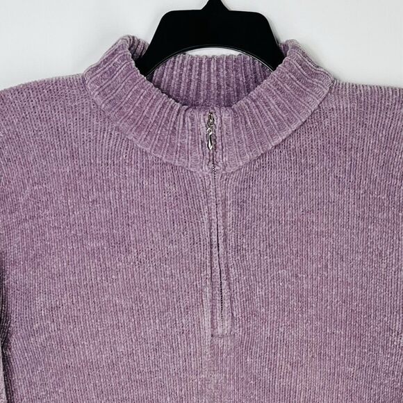Alfred Dunner Women Large Lavender 1/4 Zip Knit Sweater Mock Neck Casual Office - Picture 3 of 5